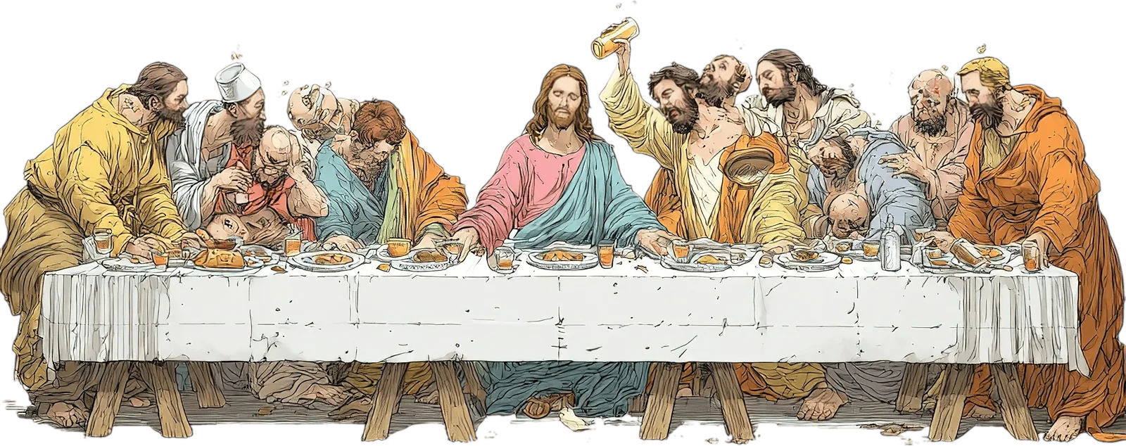 A chaotic, AI-generated take on the Last Supper